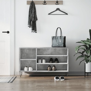 vidaXL, vidaXL Schuhregal Betongrau 102x36x60 cm Holzwerkstoff