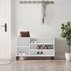 vidaXL, vidaXL Schuhregal Hochglanz-Weiß 102x36x60 cm Holzwerkstoff