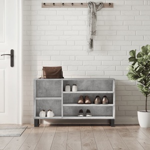 vidaXL, vidaXL Schuhregal Betongrau 102x36x60 cm Holzwerkstoff