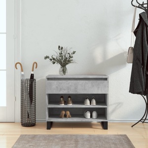 vidaXL, vidaXL Schuhregal Betongrau 70x36x60 cm Holzwerkstoff