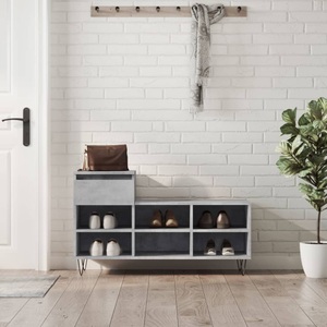 vidaXL, vidaXL Schuhregal Betongrau 102x36x60 cm Holzwerkstoff