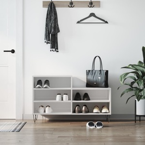 vidaXL, vidaXL Schuhregal Hochglanz-Weiß 102x36x60 cm Holzwerkstoff