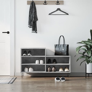 vidaXL, vidaXL Schuhregal Betongrau 102x36x60 cm Holzwerkstoff