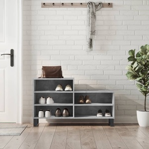 vidaXL, vidaXL Schuhregal Betongrau 102x36x60 cm Holzwerkstoff