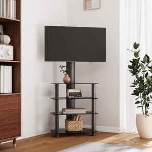 vidaXL, vidaXL TV-Eckregal mit 4 Ablagen für 32-70 Zoll Schwarz, vidaXL TV-Eckregal mit 4 Ablagen für 32-70 Zoll Schwarz