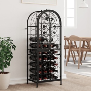 vidaXL, vidaXL Weinregal für 41 Flaschen Schwarz 45x36x120 cm Schmiedeeisen, vidaXL Weinregal für 41 Flaschen Schwarz 45x36x120 cm Schmiedeeisen