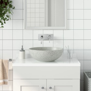 vidaXL, vidaXL Aufsatzwaschbecken Grau Rund Ø41x14 cm Keramik, vidaXL Aufsatzwaschbecken Grau Rund Ø41x14 cm Keramik
