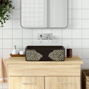 vidaXL, vidaXL Aufsatzwaschbecken Schwarz Rechteckig 46x35,5x13cm Keramik, vidaXL Aufsatzwaschbecken Schwarz Rechteckig 46x35,5x13cm Keramik