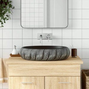 vidaXL, vidaXL Aufsatzwaschbecken Schwarz und Grau Oval 59x40x15 cm Keramik, vidaXL Aufsatzwaschbecken Schwarz und Grau Oval 59x40x15 cm Keramik
