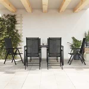 vidaXL, vidaXL 7-tlg. Garten-Essgruppe Schwarz Aluminium