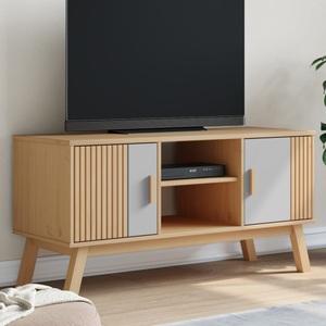 vidaXL, vidaXL TV-Schrank OLDEN Grau und Braun 114x43x57 cm Massivholz Kiefer