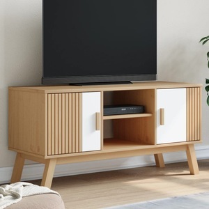 vidaXL, vidaXL TV-Schrank OLDEN Weiß und Braun 114x43x57 cm Massivholz Kiefer