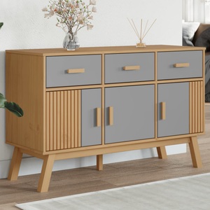 vidaXL, vidaXL Sideboard OLDEN Grau und Braun 114x43x73,5 cm Massivholz Kiefer