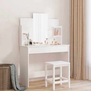 vidaXL, vidaXL Schminktisch mit Spiegel Weiß 96x39x142 cm