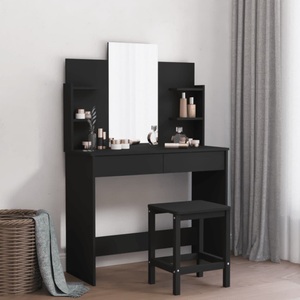 vidaXL, vidaXL Schminktisch mit Spiegel Schwarz 96x39x142 cm