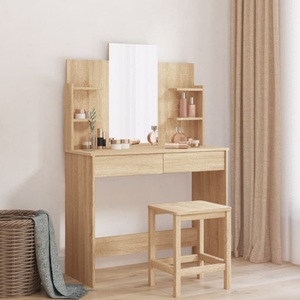 vidaXL, vidaXL Schminktisch mit Spiegel Sonoma-Eiche 96x39x142 cm