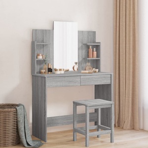 vidaXL, vidaXL Schminktisch mit Spiegel Grau Sonoma 96x39x142 cm