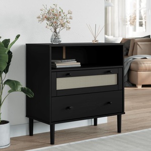vidaXL Sideboard SENJA Schwarz 80x40x80 cm Massivholz Kiefer