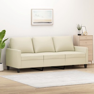 vidaXL, vidaXL 3-Sitzer-Sofa Creme 180 cm Kunstleder, vidaXL 3-Sitzer-Sofa Creme 180 cm Kunstleder