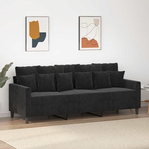 vidaXL, vidaXL 3-Sitzer-Sofa Schwarz 180 cm Samt