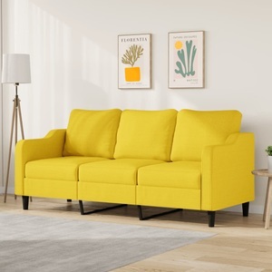 vidaXL, vidaXL 3-Sitzer-Sofa Hellgelb 180 cm Stoff, vidaXL 3-Sitzer-Sofa Hellgelb 180 cm Stoff