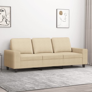 vidaXL, vidaXL 3-Sitzer-Sofa Creme 180 cm Stoff