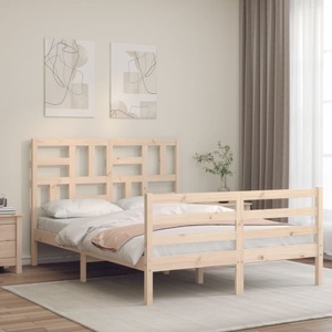 vidaXL, vidaXL Massivholzbett mit Kopfteil, vidaXL Massivholzbett mit Kopfteil