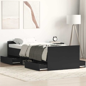 vidaXL, vidaXL Bettgestell mit Kopf- und Fußteil Schwarz 90x190 cm, vidaXL Bettgestell mit Kopf- und Fußteil Schwarz 90x190 cm