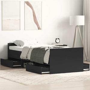 vidaXL, vidaXL Bettgestell mit Kopf- und Fußteil Schwarz 75x190 cm