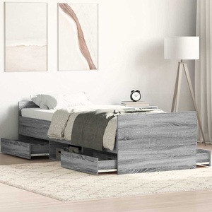vidaXL, vidaXL Bettgestell mit Kopf- und Fußteil Grau Sonoma 75x190 cm