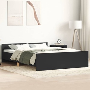 vidaXL, vidaXL Bettgestell mit Kopf- und Fußteil Schwarz 140x190 cm