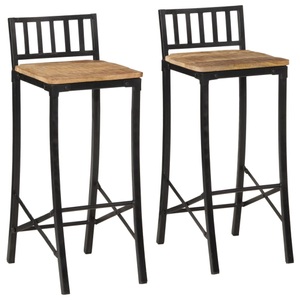 vidaXL, vidaXL Barstühle 2 Stk. Raues Massivholz Mango
