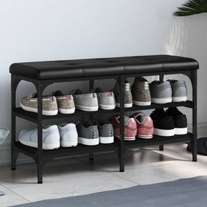 vidaXL, vidaXL Schuhbank Schwarz 82x32x47 cm Holzwerkstoff, vidaXL Schuhbank Schwarz 82x32x47 cm Holzwerkstoff