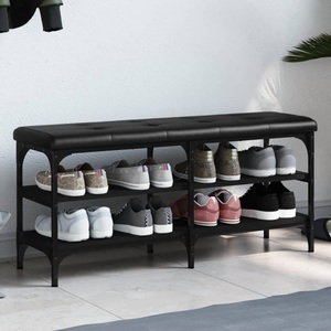 vidaXL, vidaXL Schuhbank Schwarz 102x32x47 cm Holzwerkstoff, vidaXL Schuhbank Schwarz 102x32x47 cm Holzwerkstoff