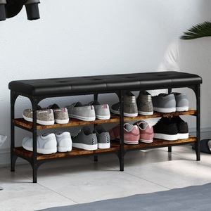 vidaXL, vidaXL Schuhbank Räuchereiche 102x32x47 cm Holzwerkstoff, vidaXL Schuhbank Räuchereiche 102x32x47 cm Holzwerkstoff