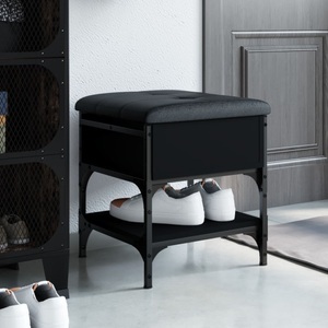 vidaXL, vidaXL Schuhbank Schwarz 42x42x45 cm Holzwerkstoff, vidaXL Schuhbank Schwarz 42x42x45 cm Holzwerkstoff