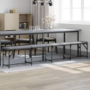 vidaXL, vidaXL Essbank Hellgrau 248x32x45 cm Stahl und Stoff, vidaXL Essbank Hellgrau 248x32x45 cm Stahl und Stoff