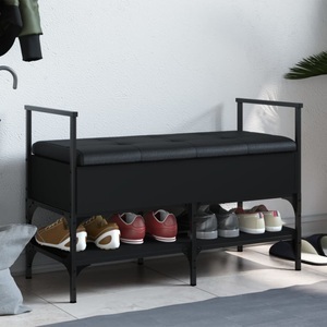 vidaXL, vidaXL Schuhbank Schwarz 85,5x42x57,5 cm Holzwerkstoff, vidaXL Schuhbank Schwarz 85,5x42x57,5 cm Holzwerkstoff