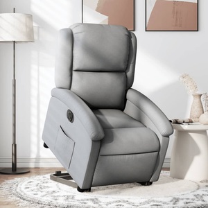 vidaXL, vidaXL Relaxsessel mit Aufstehhilfe Elektrisch Hellgrau Stoff, vidaXL Relaxsessel mit Aufstehhilfe Elektrisch Hellgrau Stoff