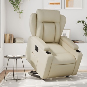 vidaXL, vidaXL Relaxsessel mit Aufstehhilfe Elektrisch Creme Kunstleder, vidaXL Relaxsessel mit Aufstehhilfe Elektrisch Creme Kunstleder