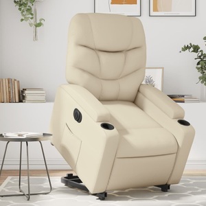 vidaXL, vidaXL Relaxsessel mit Aufstehhilfe Elektrisch Creme Kunstleder, vidaXL Relaxsessel mit Aufstehhilfe Elektrisch Creme Kunstleder
