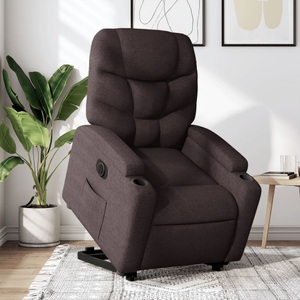 vidaXL, vidaXL Relaxsessel mit Aufstehhilfe Elektrisch Dunkelbraun Stoff, vidaXL Relaxsessel mit Aufstehhilfe Elektrisch Dunkelbraun Stoff