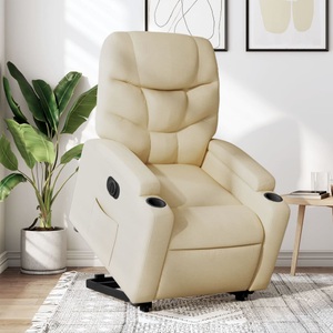 vidaXL, vidaXL Relaxsessel mit Aufstehhilfe Elektrisch Creme Stoff, vidaXL Relaxsessel mit Aufstehhilfe Elektrisch Creme Stoff