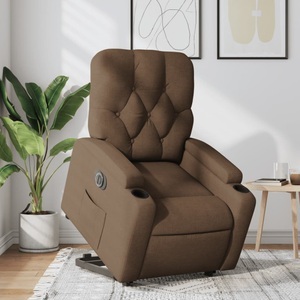 vidaXL, vidaXL Relaxsessel mit Aufstehhilfe Elektrisch Braun Stoff, vidaXL Relaxsessel mit Aufstehhilfe Elektrisch Braun Stoff