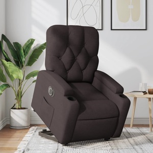 vidaXL, vidaXL Relaxsessel mit Aufstehhilfe Elektrisch Dunkelbraun Stoff, vidaXL Relaxsessel mit Aufstehhilfe Elektrisch Dunkelbraun Stoff