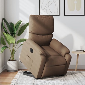 vidaXL, vidaXL Relaxsessel mit Aufstehhilfe Elektrisch Braun Stoff, vidaXL Relaxsessel mit Aufstehhilfe Elektrisch Braun Stoff