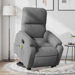 vidaXL, vidaXL Massagesessel mit Aufstehhilfe Dunkelgrau Mikrofasergewebe, vidaXL Massagesessel mit Aufstehhilfe Dunkelgrau Mikrofasergewebe