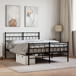 vidaXL, vidaXL Bettgestell mit Kopf- und Fußteil Metall Schwarz 120x190 cm