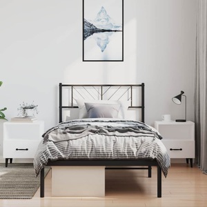 vidaXL, vidaXL Bettgestell mit Kopfteil Metall Schwarz 100x190 cm