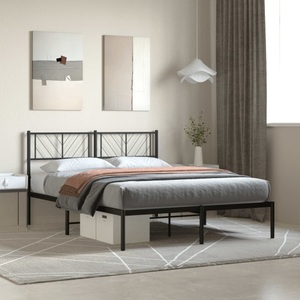 vidaXL, vidaXL Bettgestell mit Kopfteil Metall Schwarz 120x190 cm